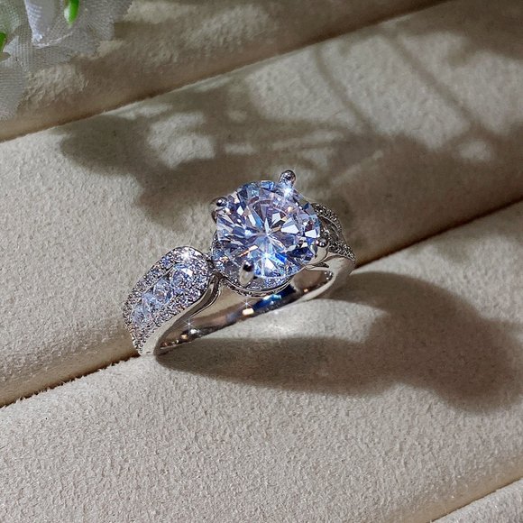 Round Solitaire Pave Engagement Ring - Picture 11 of 16